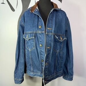 Vintage MARLBORO Classic Blue Denim Jacket with Brown Collar